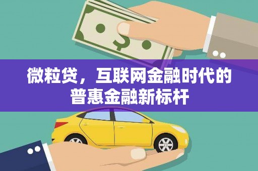 张北微粒贷，互联网金融时代的普惠金融新标杆