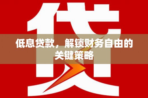 沧源低息贷款，解锁财务自由的关键策略