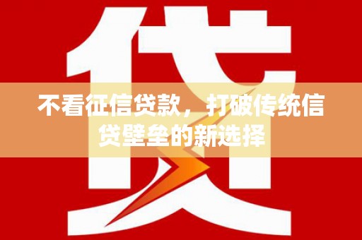 公安不看征信贷款，打破传统信贷壁垒的新选择