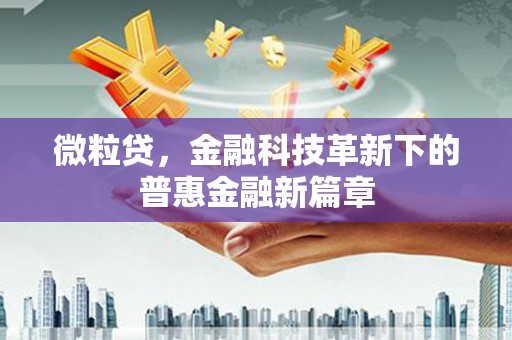 涪陵微粒贷，金融科技革新下的普惠金融新篇章