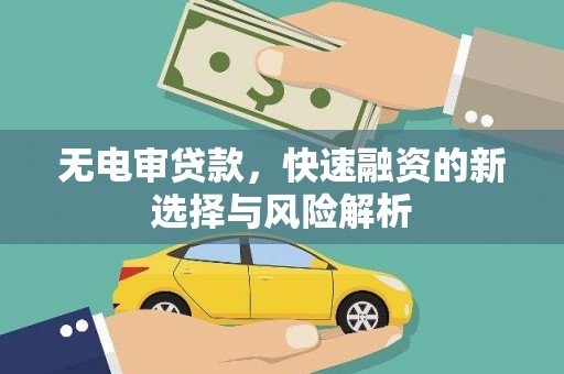 广水无电审贷款，快速融资的新选择与风险解析